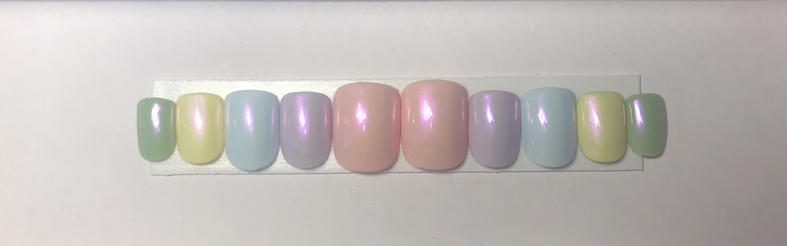 Pastel multi color press on nails