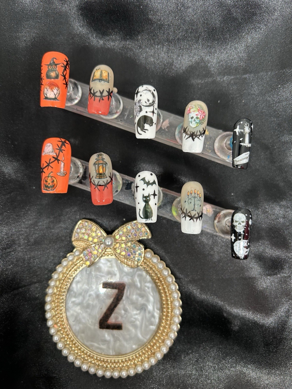 Z NAILZ! Handmade M Square Shiny Halloween Multicolor Press On Nails