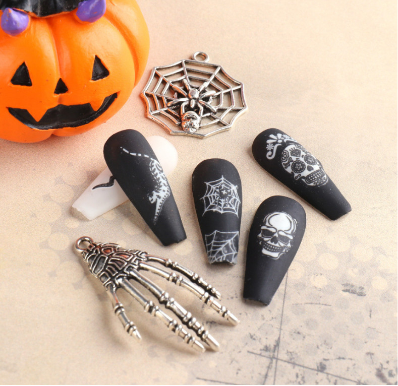 Halloween Nail Art Sticker Fluorescent Skull Spider Witch Ghost Pumpkin Bat NS43