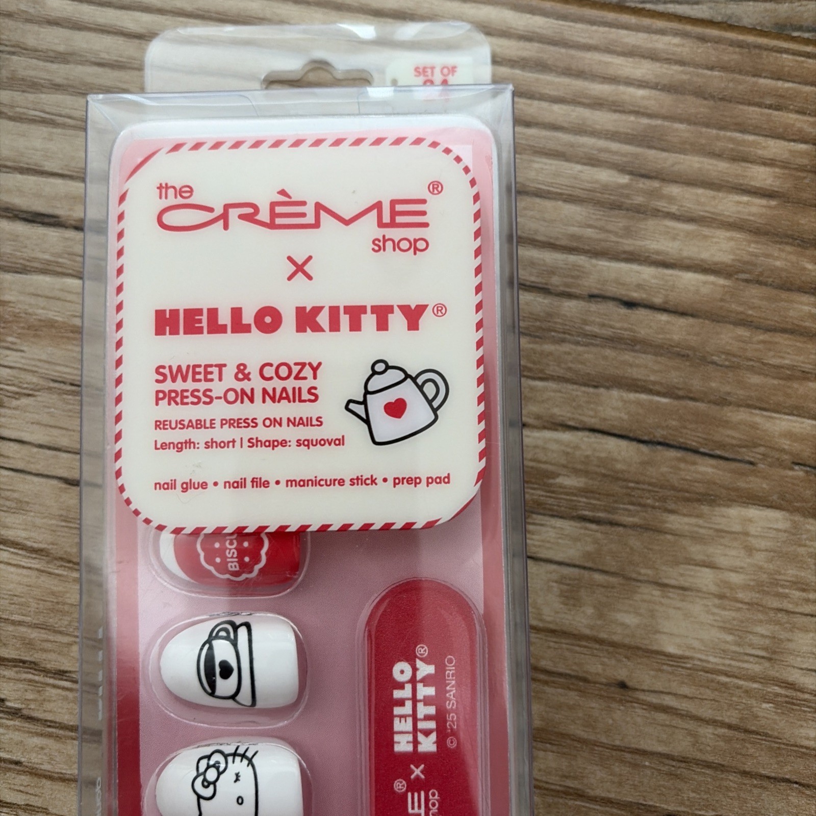The Crème Shop Press On Nails Hello Kitty 24 Nails Sweet And Cozy Brand New
