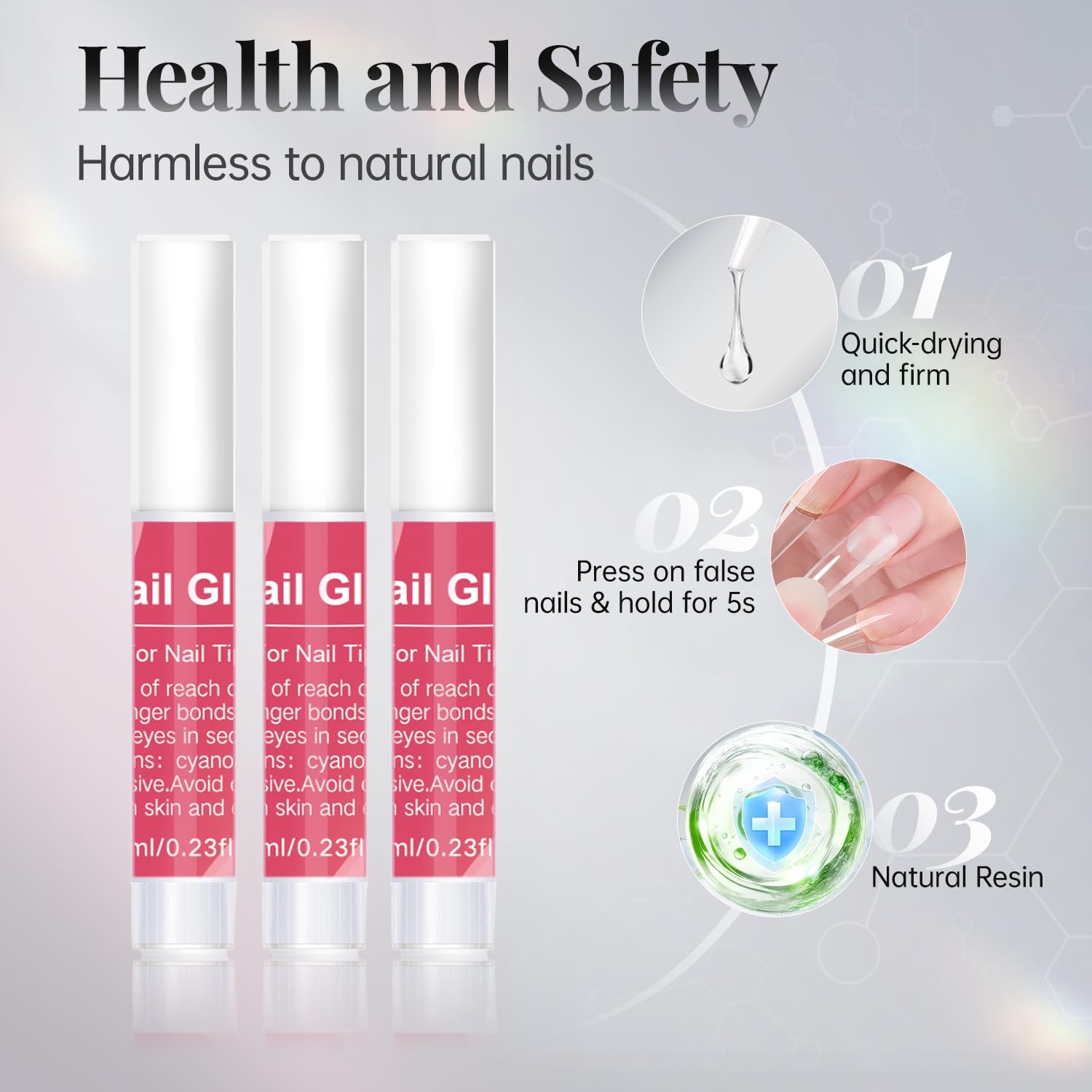 100 PCS FALSE NAIL TIPS KIT CLEAR ACRYLIC FRENCH HALF COVER NAIL GLUE SALON DIY