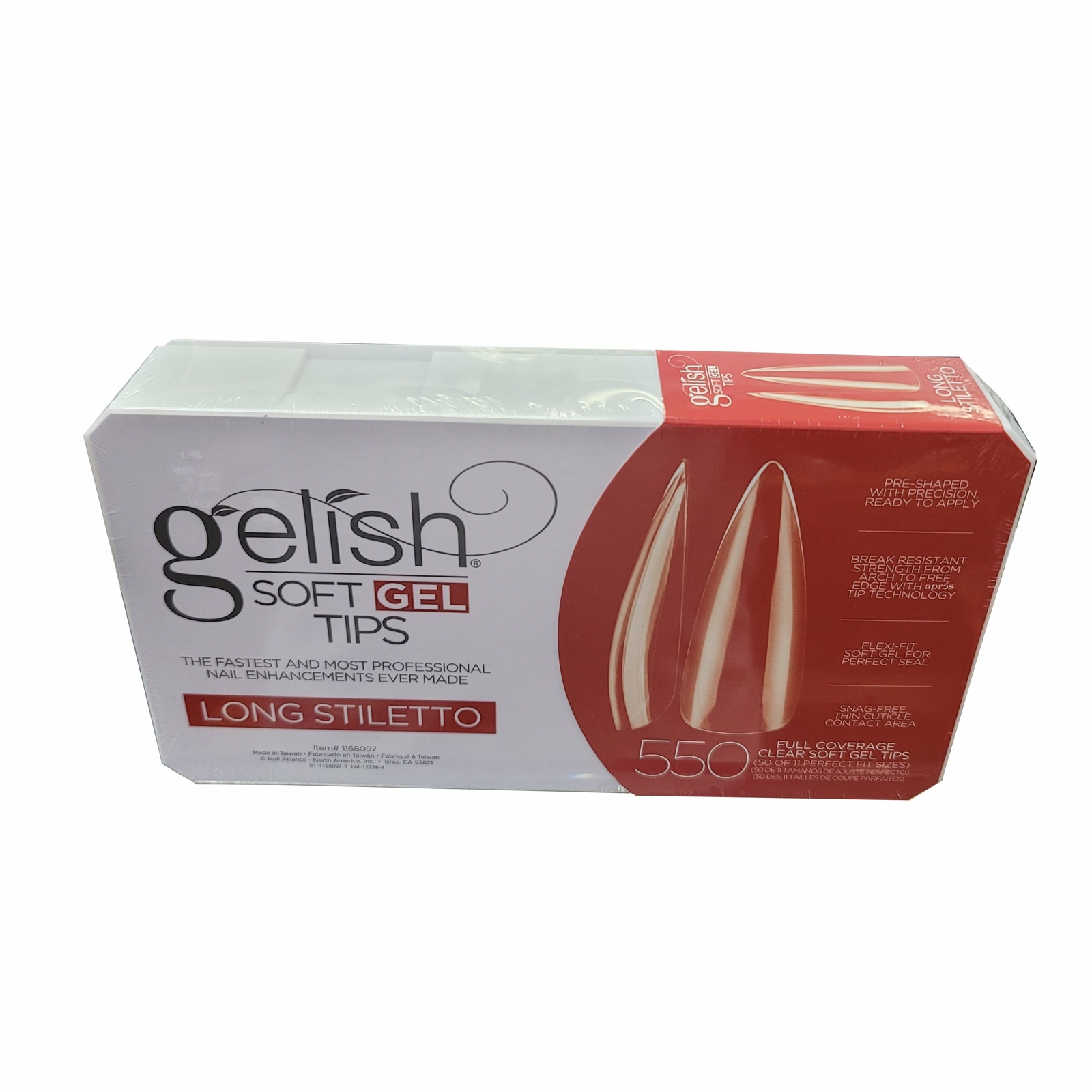 Gelish Soft Gel Tips Long Stiletto 550 ct #1168097