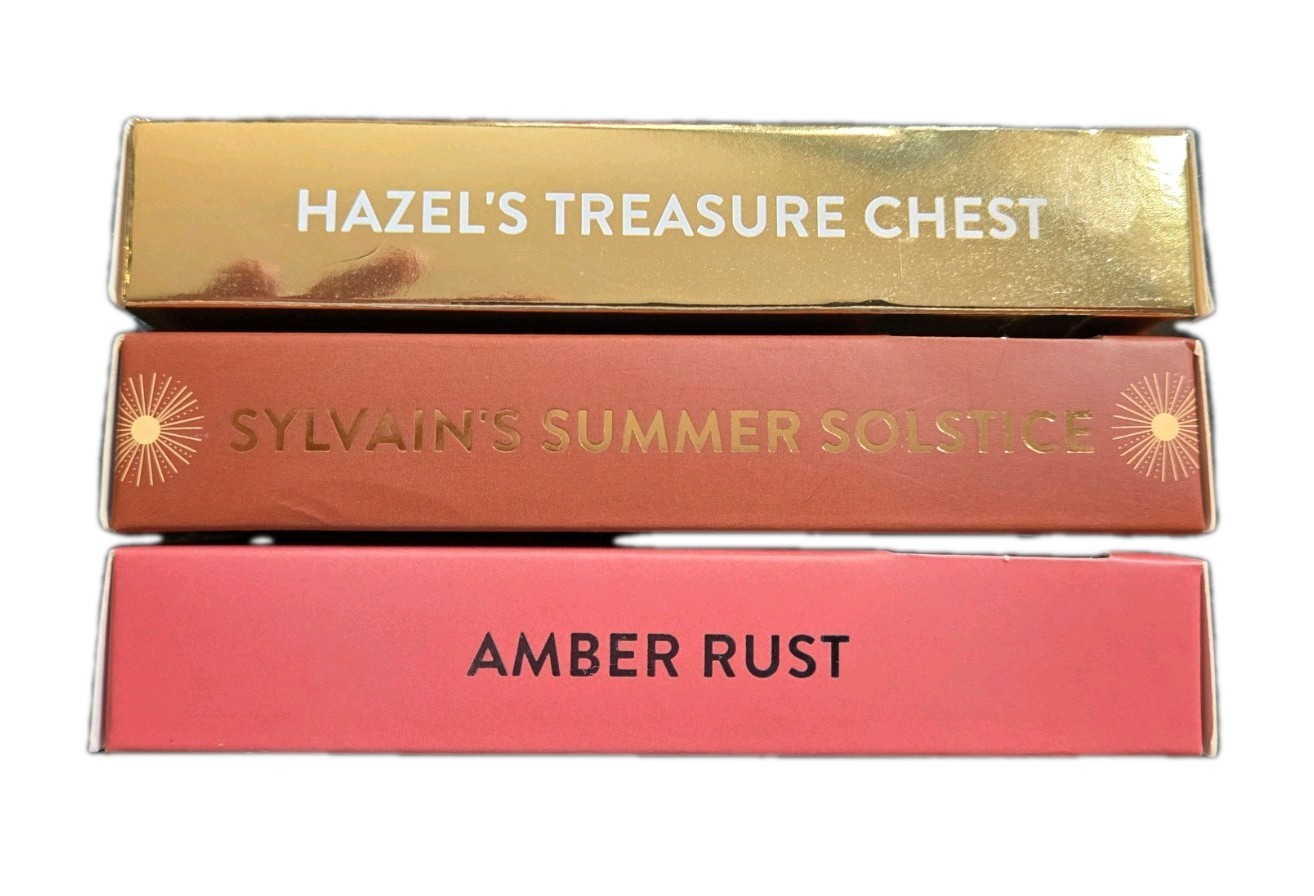 Red Aspen Nail Dashes Short Square Hazel’s Treasure, Summer Solstice, Amber Rust