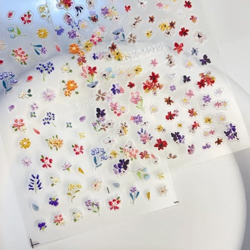 Flower Nail Art Stickers Spring Small Floral Leaf 5D Spring Floral Leaf