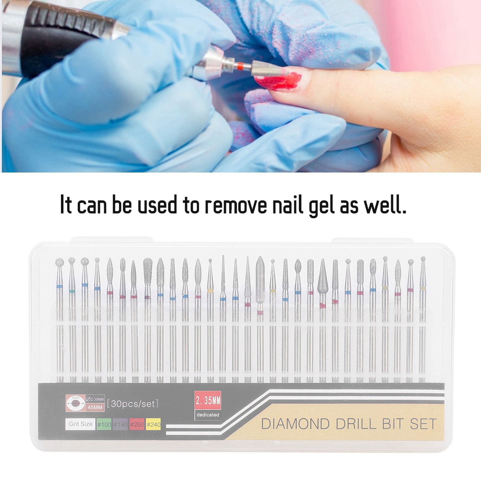 30Pcs/Set Diamond Grinding Head Nail Art Drill Polish Head Kit Nail Drill