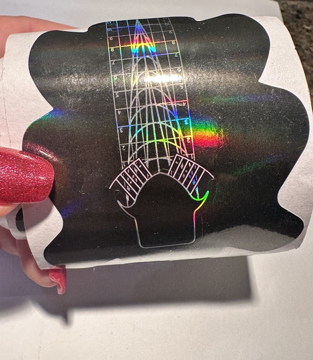 Approx 100 Pcs Holographic Black Nail Extension Forms Roll C-Curve Acrylic Gel