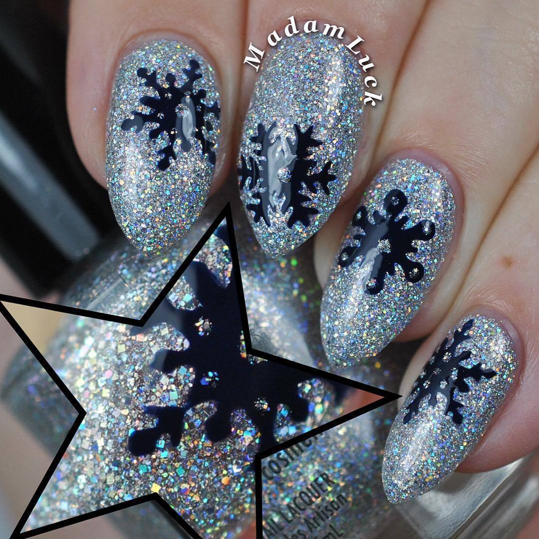 Silver Merry Snowflakes Stencils for Nails, Christmas Nails, Nail Art