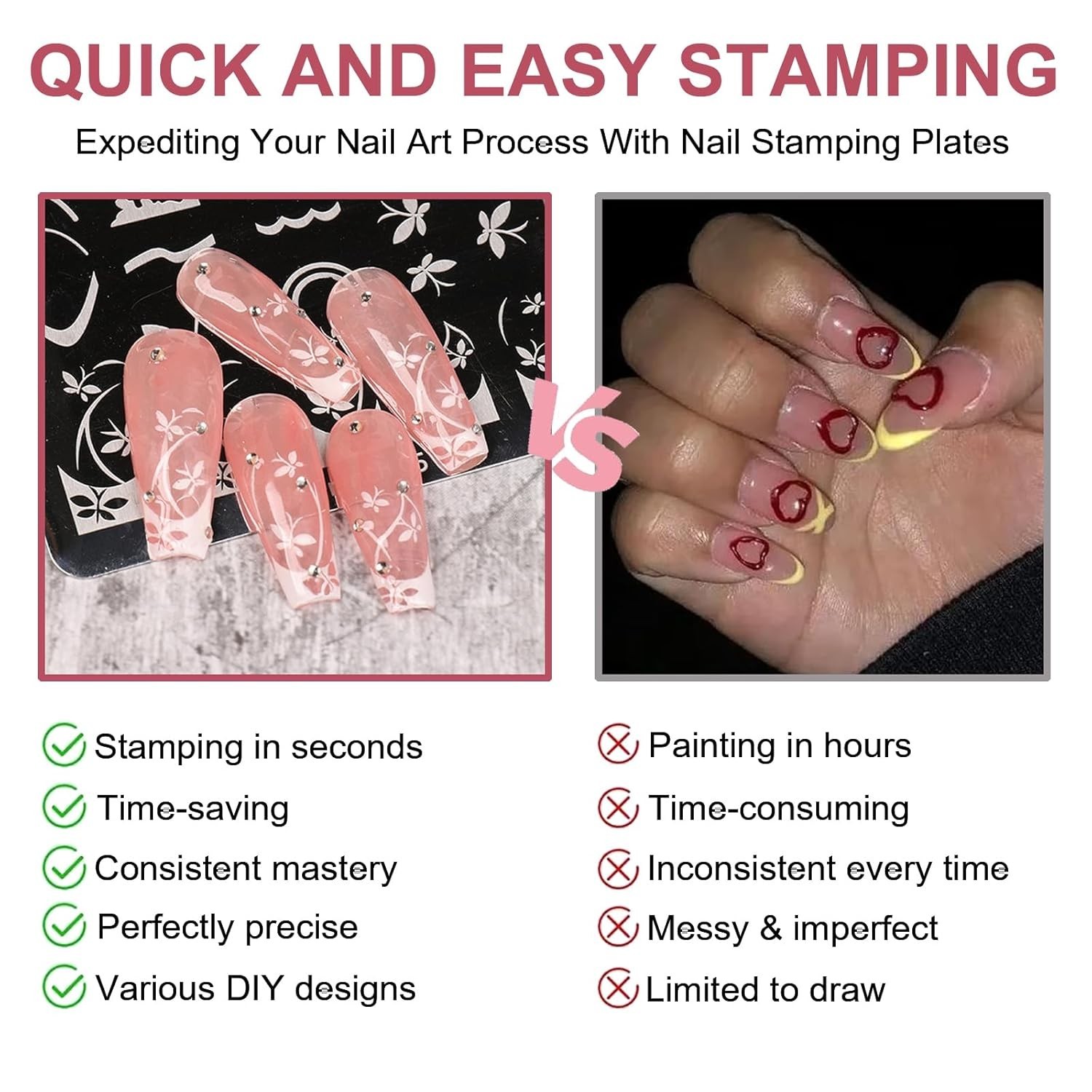 Reusable Nail Art Stamping Plates Set – 3 Stainless Steel Templates 4×2.8 inches