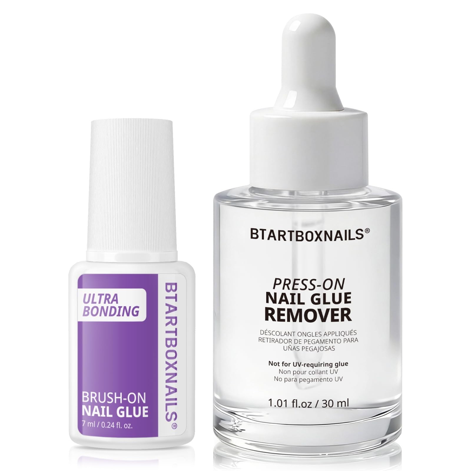 Nail Glue & Remover Set – Acetone-Free, Odorless, Gentle, Quick Apply for Press-