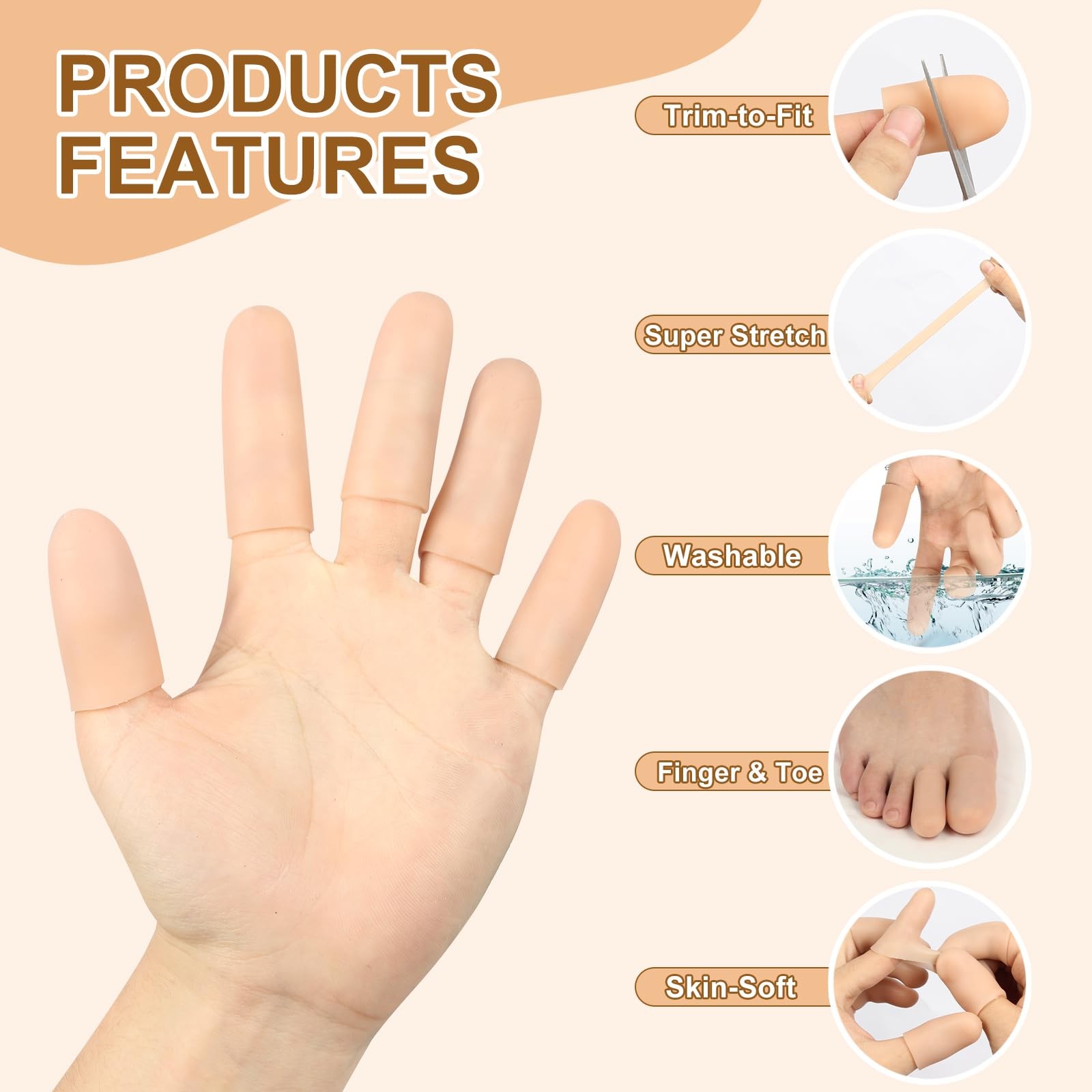 Gel Finger Cots 20Pcs -Reusable Silicone Finger & Thumb GuardsFlexible Shield…