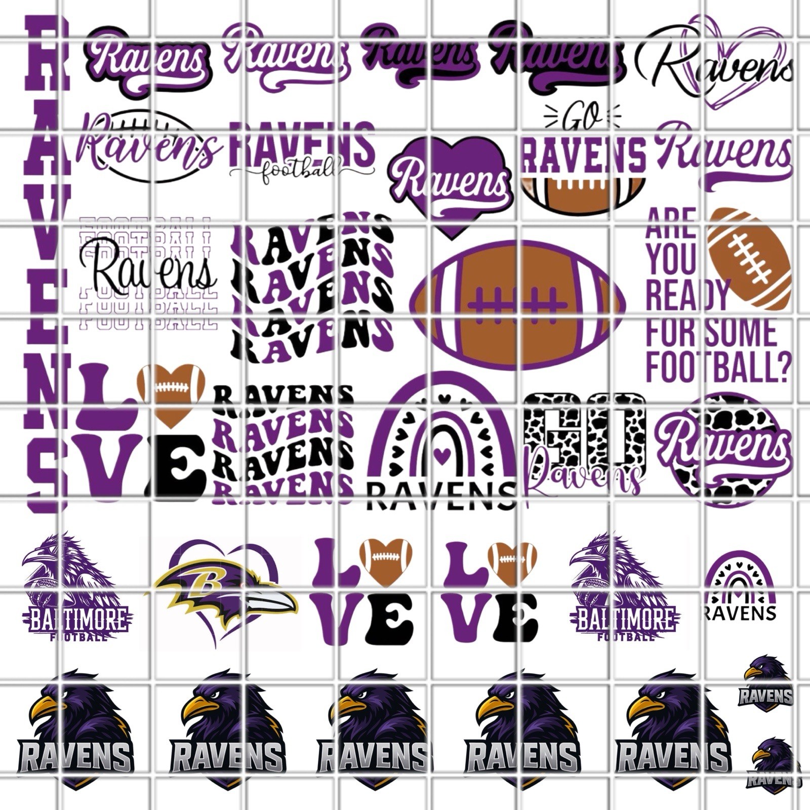 Baltimore Ravens Waterslide Nail Decals Set Of 60 Multiple Sizes Instructions &