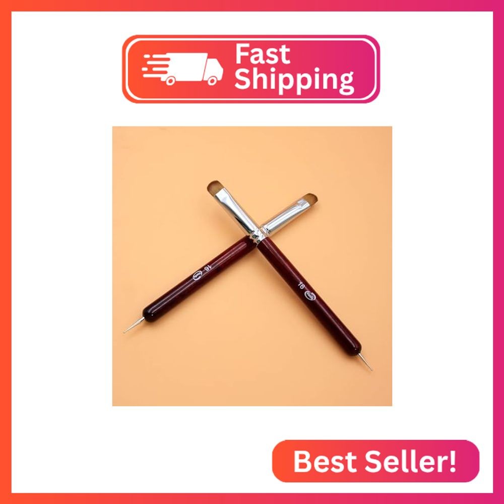Vanfa Detailing Nail Art French Brush With Doting Tool – Size #16 (Pack of 2)