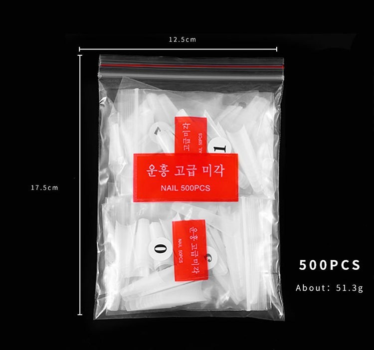 500Pcs Natural C Curve Artificial Nail Tips Acrylic Half Cover Nails 10Sizes