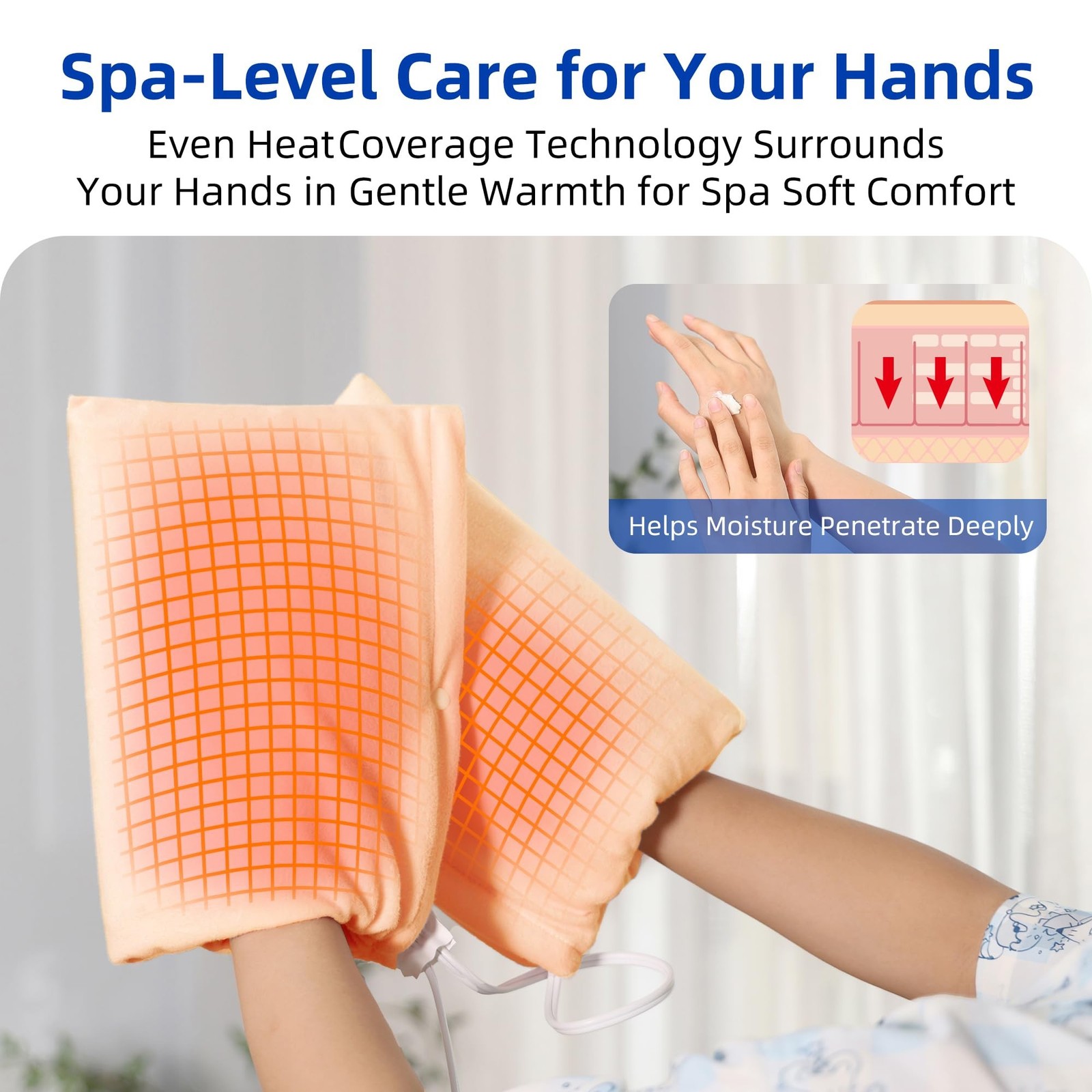 Electric Hand Warmer, Heated Beauty Mitts, 3-Temp Levels & Timer, Digital Dis…