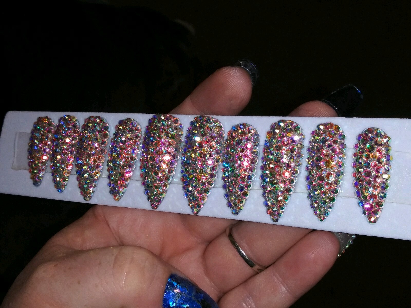 Super bling swarvoski Crystal Press On Nails – bridal stiletto diamond bling set