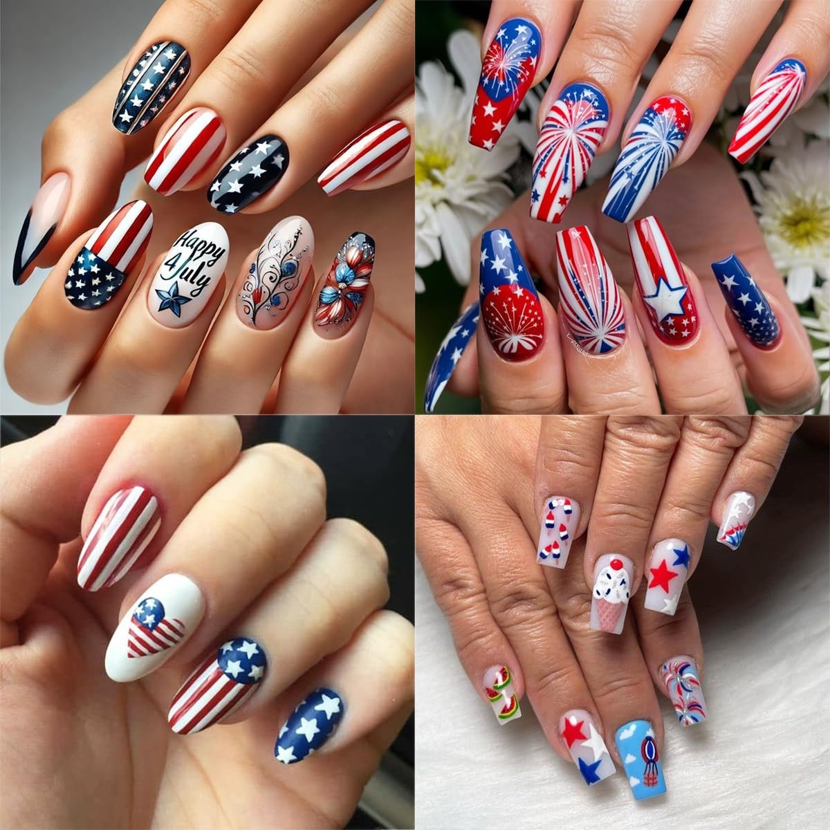 4th of July Nail Stickers 6 Sheets for Nail Art Independence Day Nail Art