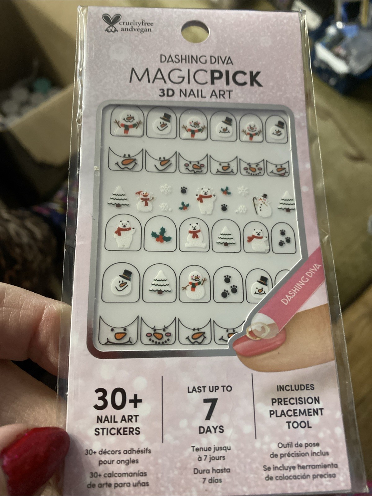 DASHING DIVA WINTER DESIGN MAGICPICK 3D 30+ NAIL STICKERS SNOW GLOBE NEW