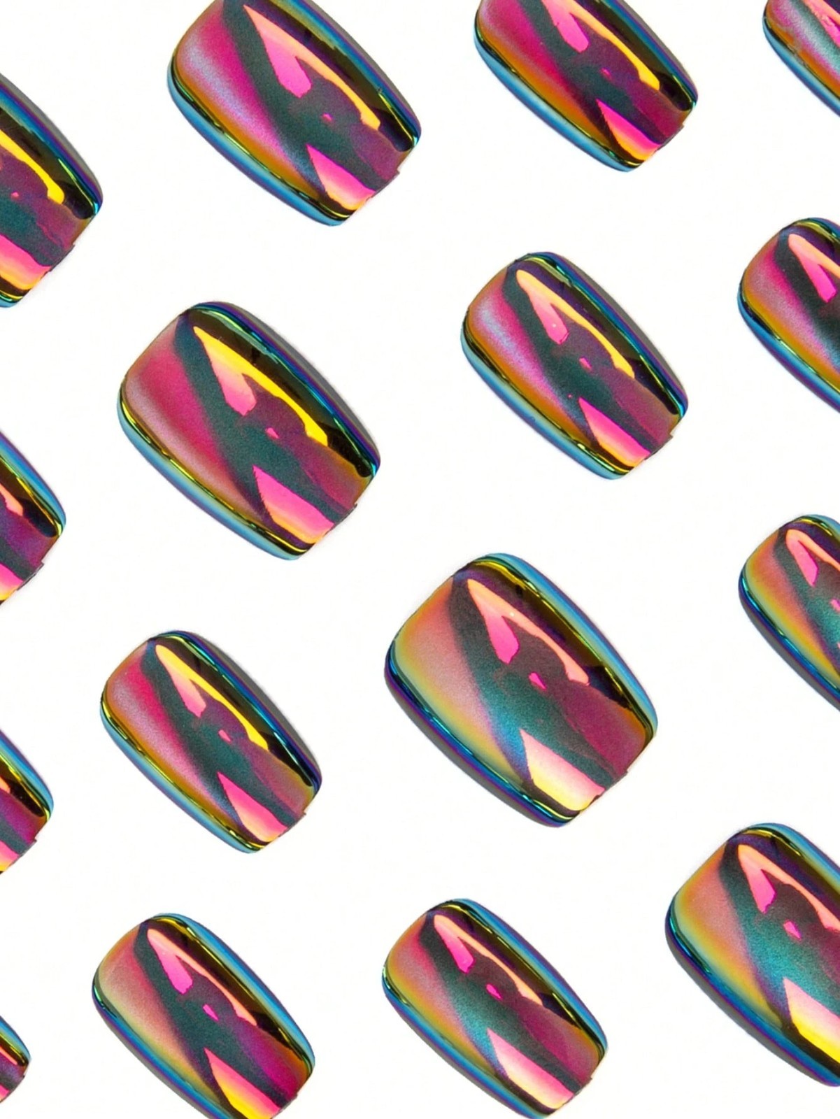Chameleon Chrome Press On Nails Iridescent Holographic Fake Nails