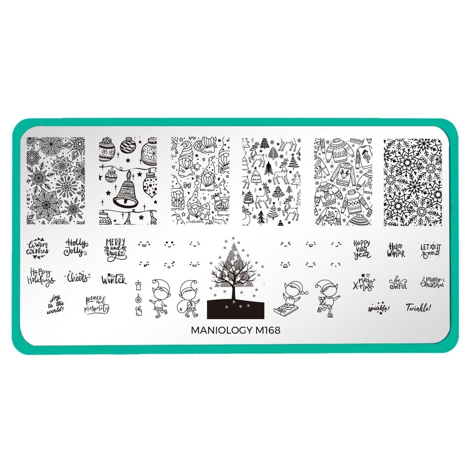Maniology M168 Treat Your Elf Christmas Snowman Ugly Sweater Nail Stamping Plate