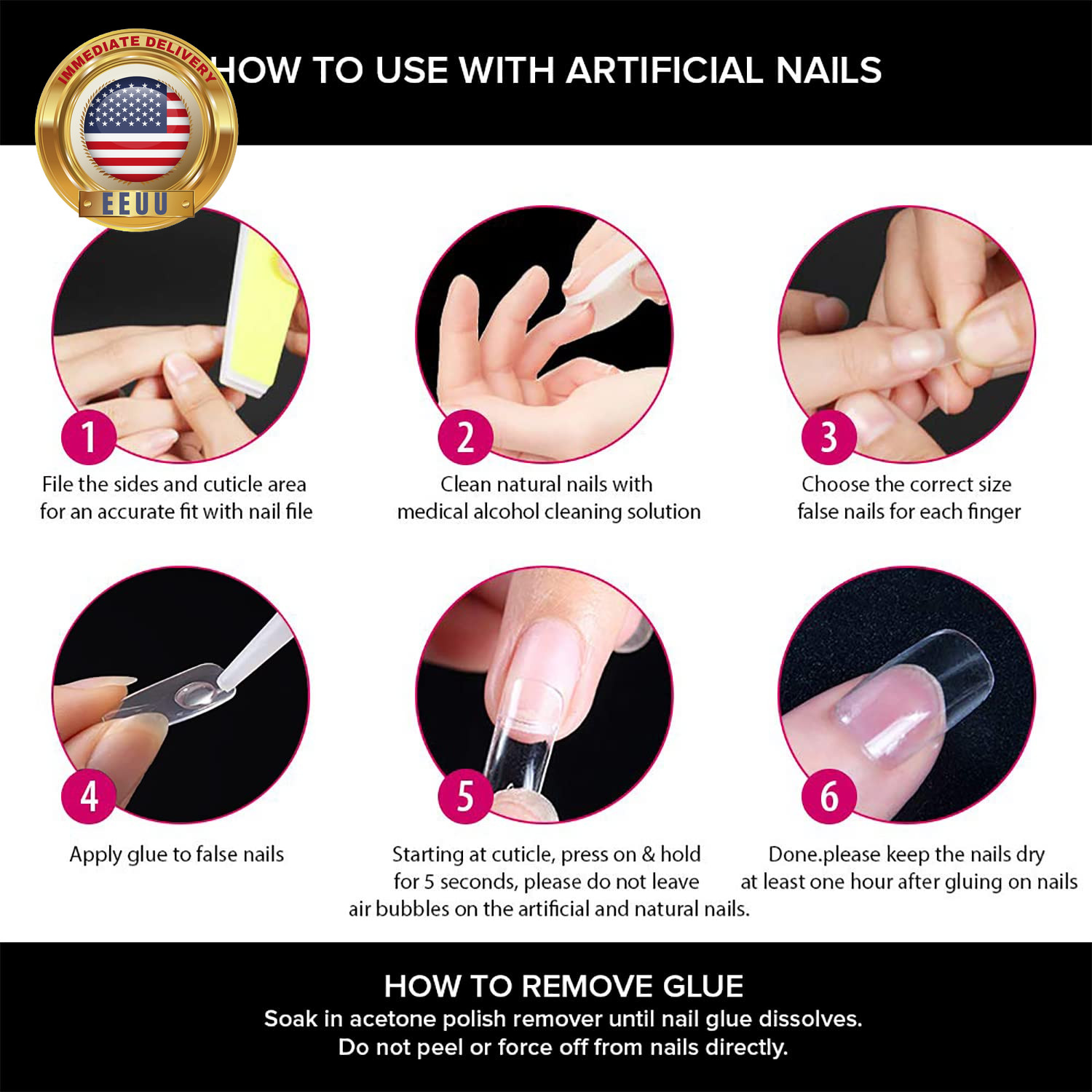 Nail Glue for Acrylic Nails and Nail Decorations, Long Lasting Professional Supe