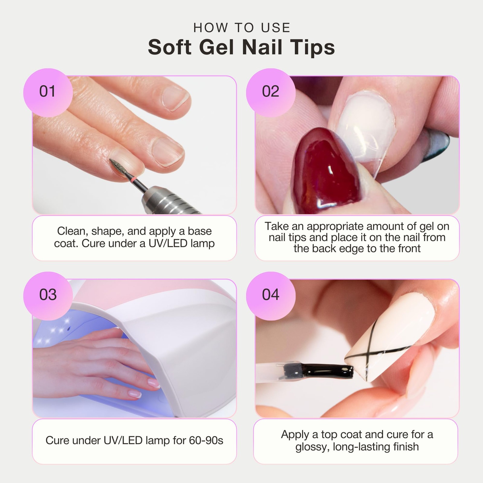 Sculpted Medium Square Nail Tips 420Pcs, Soft Gel 14 Sizes