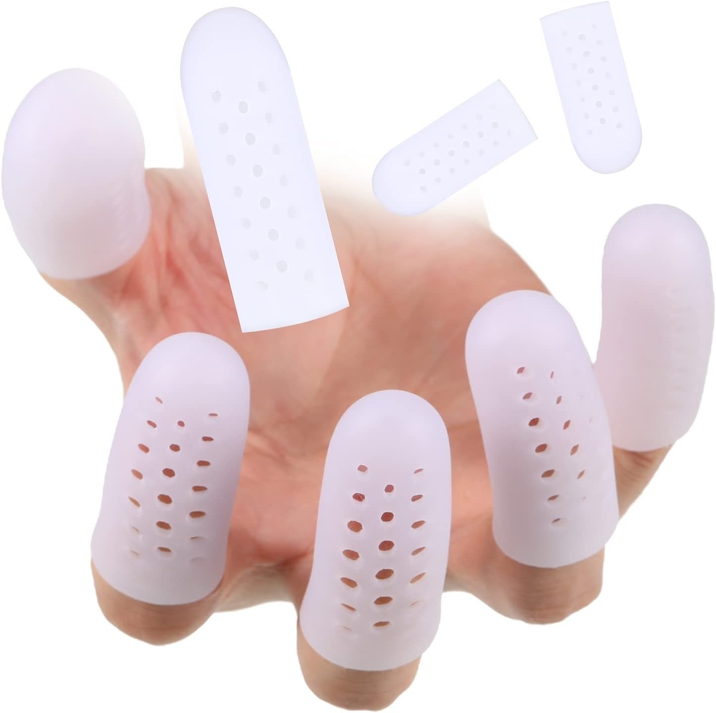 20 Pieces Silicone Finger Cots Protectors Caps with Holes for Wound, Breathab…