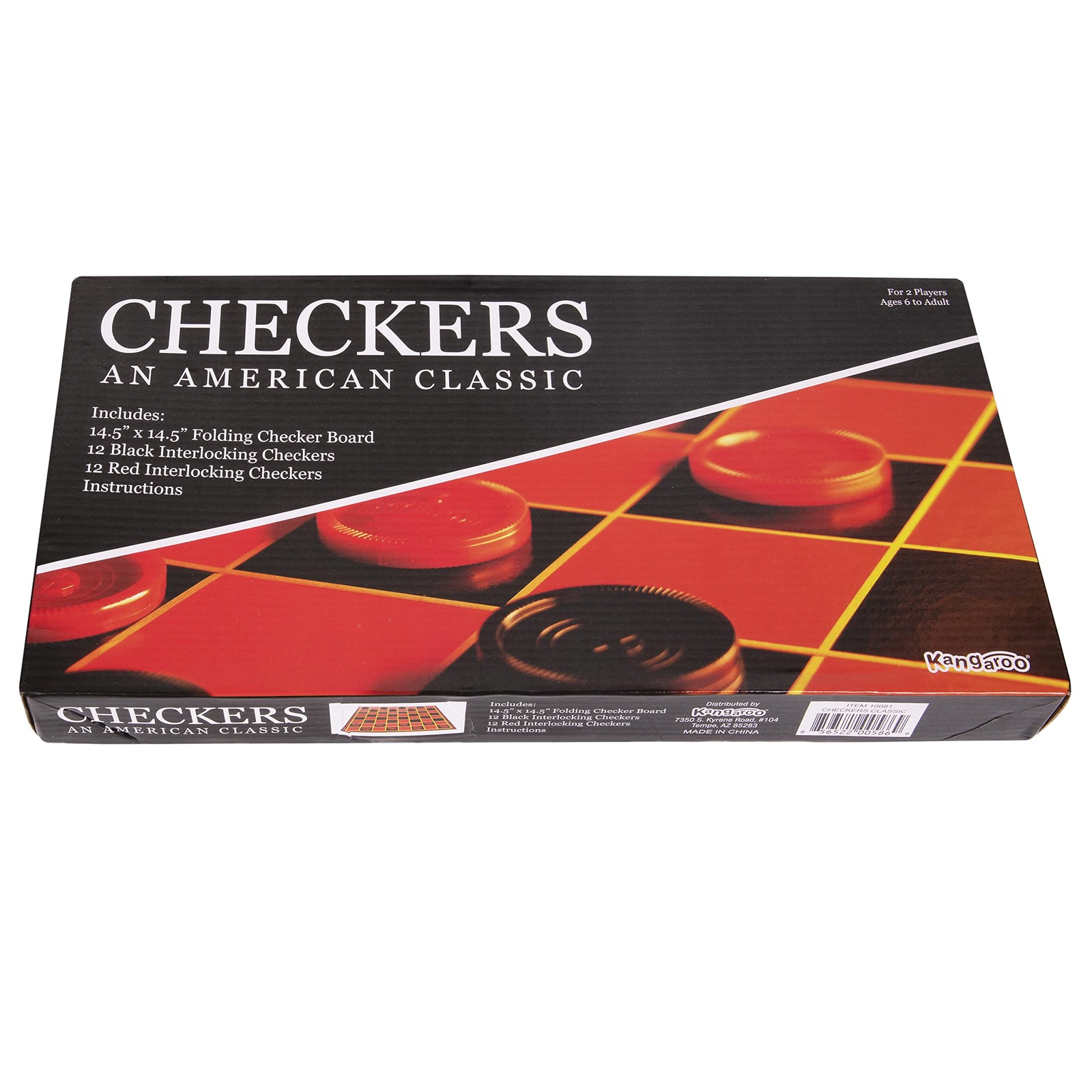 Kangaroo – Multiplayers Strategy Checker Board 15 x 15 inches, Red and Black