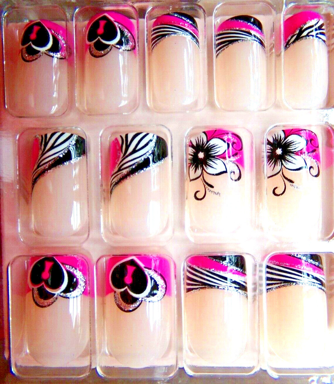Broadway for Kiss Pink Heart Love Flower Nail Medium GLUE Valentine
