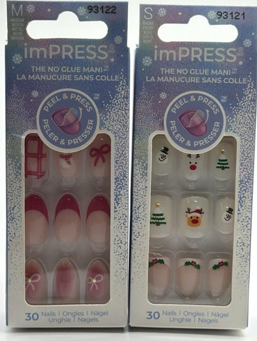 2PC Kiss Impress Nails SET ~ Holiday Playlist & Yule Be Happy ~ #93122 #93121