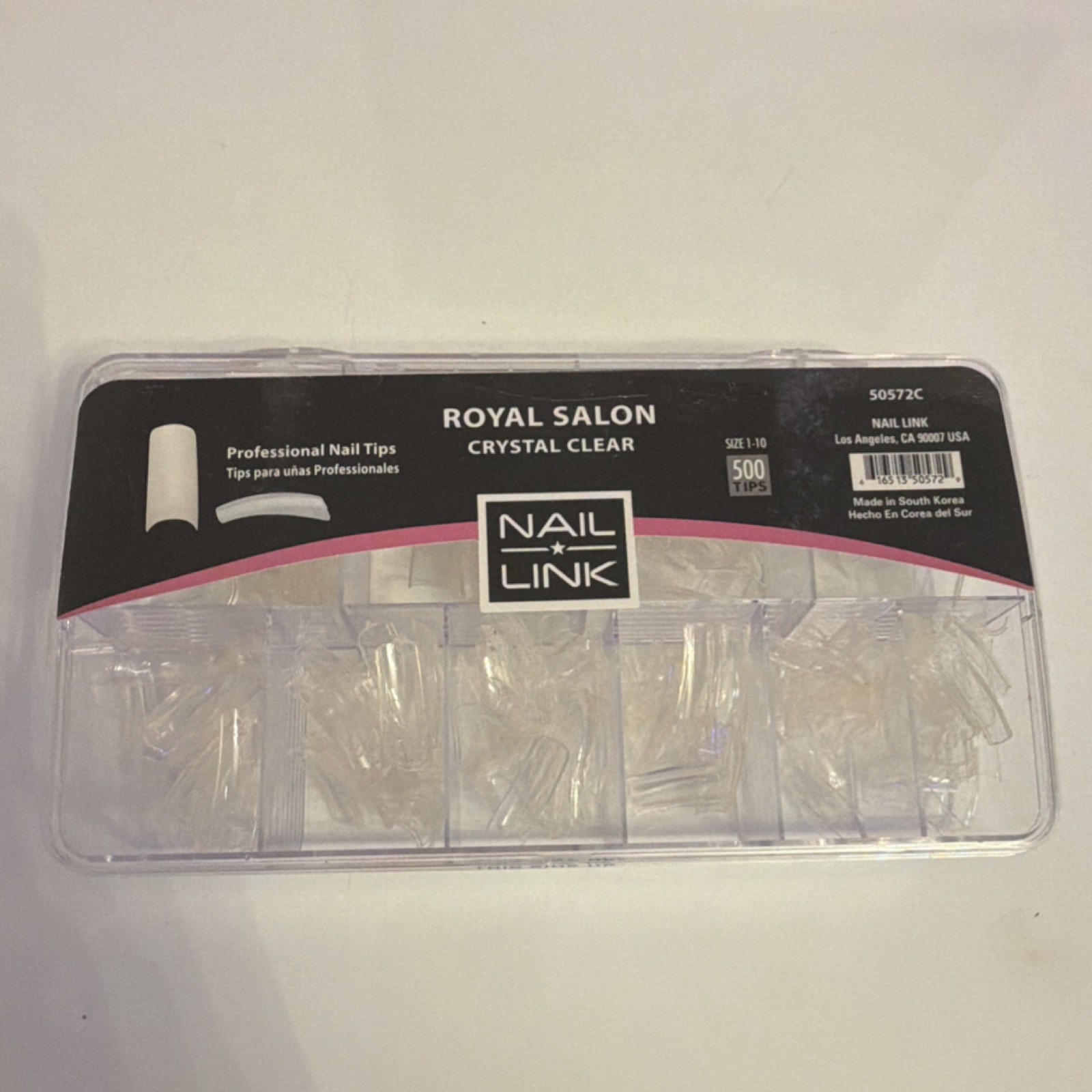 Nail Link Professional Nail Tips Crystal Clear Square 500pcs With Box