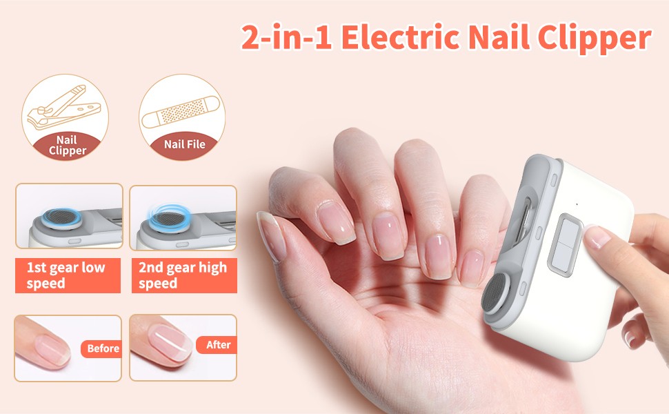3-in-1 Electric Nail Trimmer for Thin Nails (Up to 1.4mm) – USB