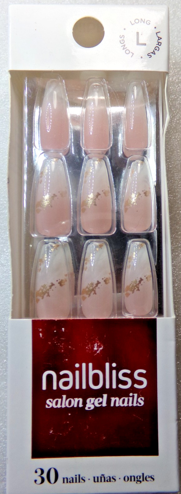 Nail Bliss NAILS GLUE ON Pink Marble Gold Karat Kissed LONG LENGTH, SCULPTED