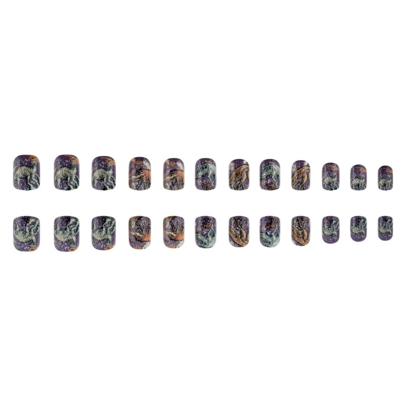 24pcs Unique Purple Dinosaur Nail Art For Independence Day And Special Occasions
