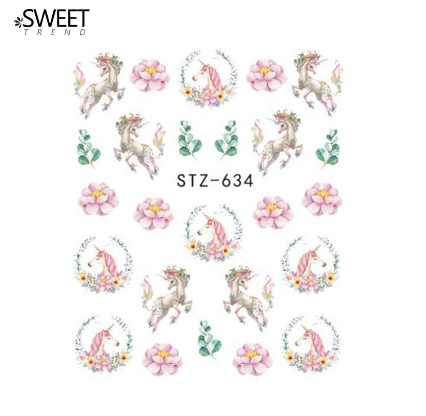 9Pcs Nail Art Water Transfer Sticker Unicorn Mermaid Children Tattoo Decals NS48