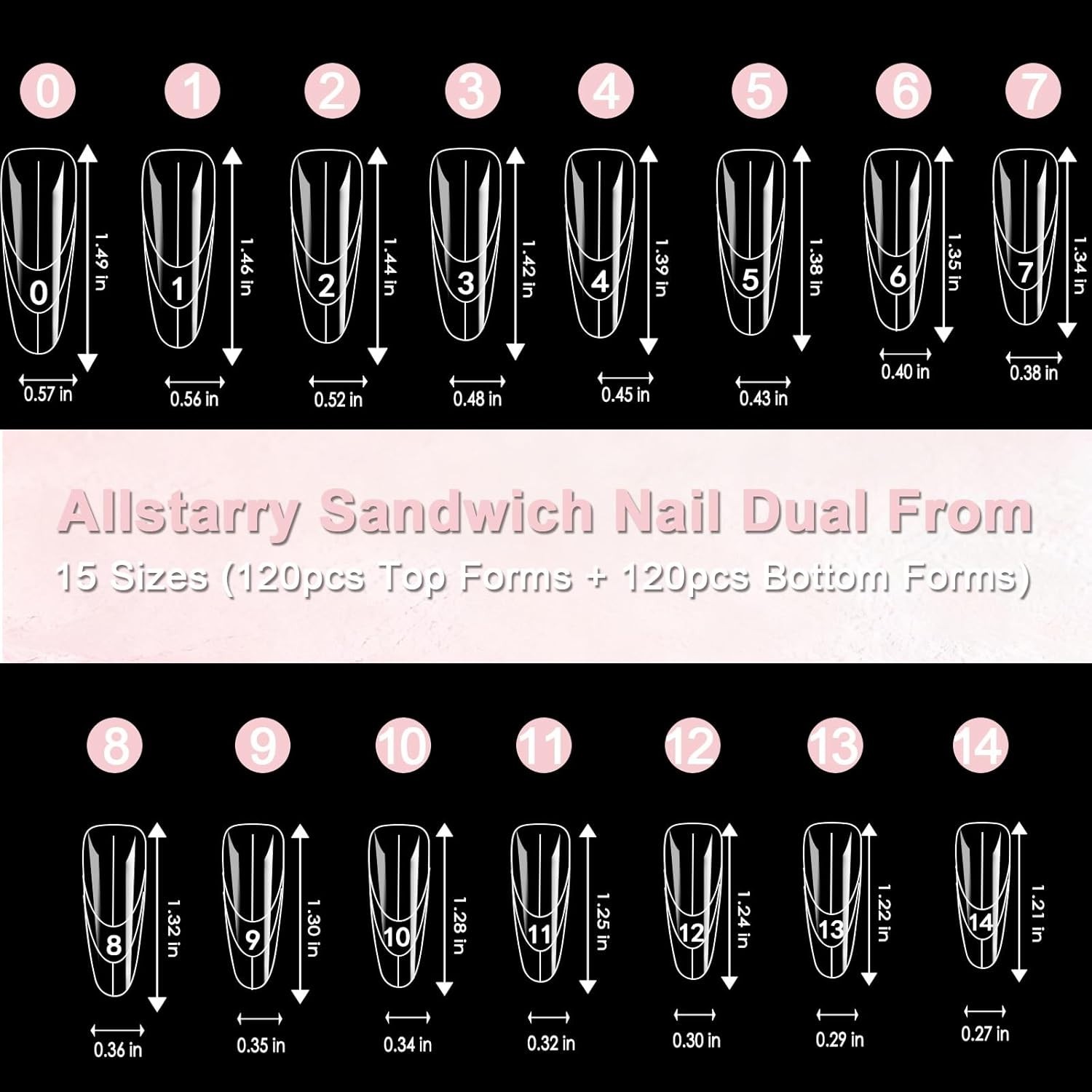 Almond Round Sandwich Dual Nail Extension Forms – 240pcs, Effortless Application