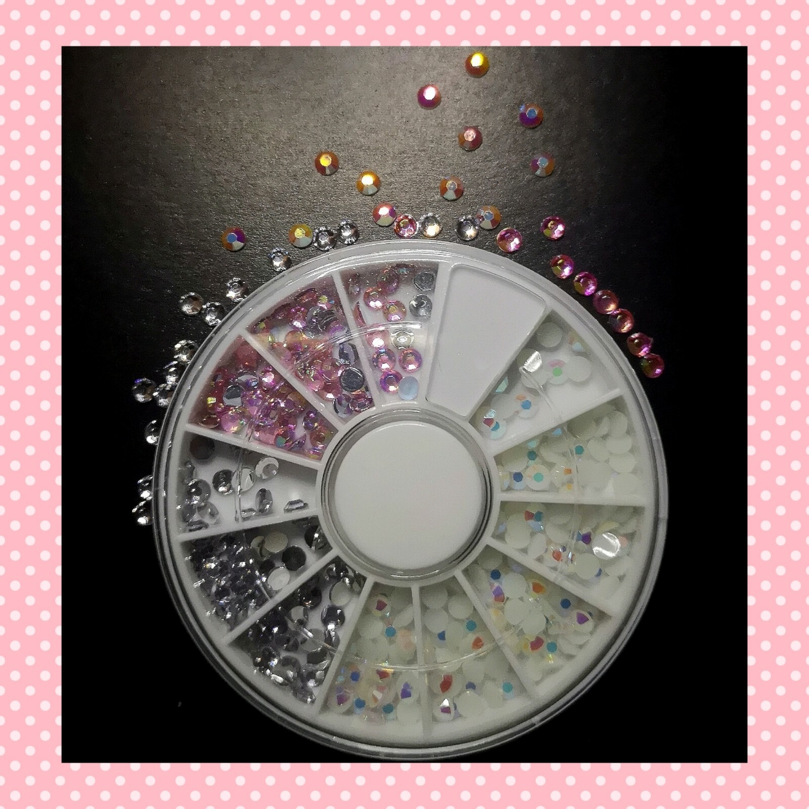 Summer NailArt Rhinestones AB set 3D Flatback Pink Aurora White Shiny Silver