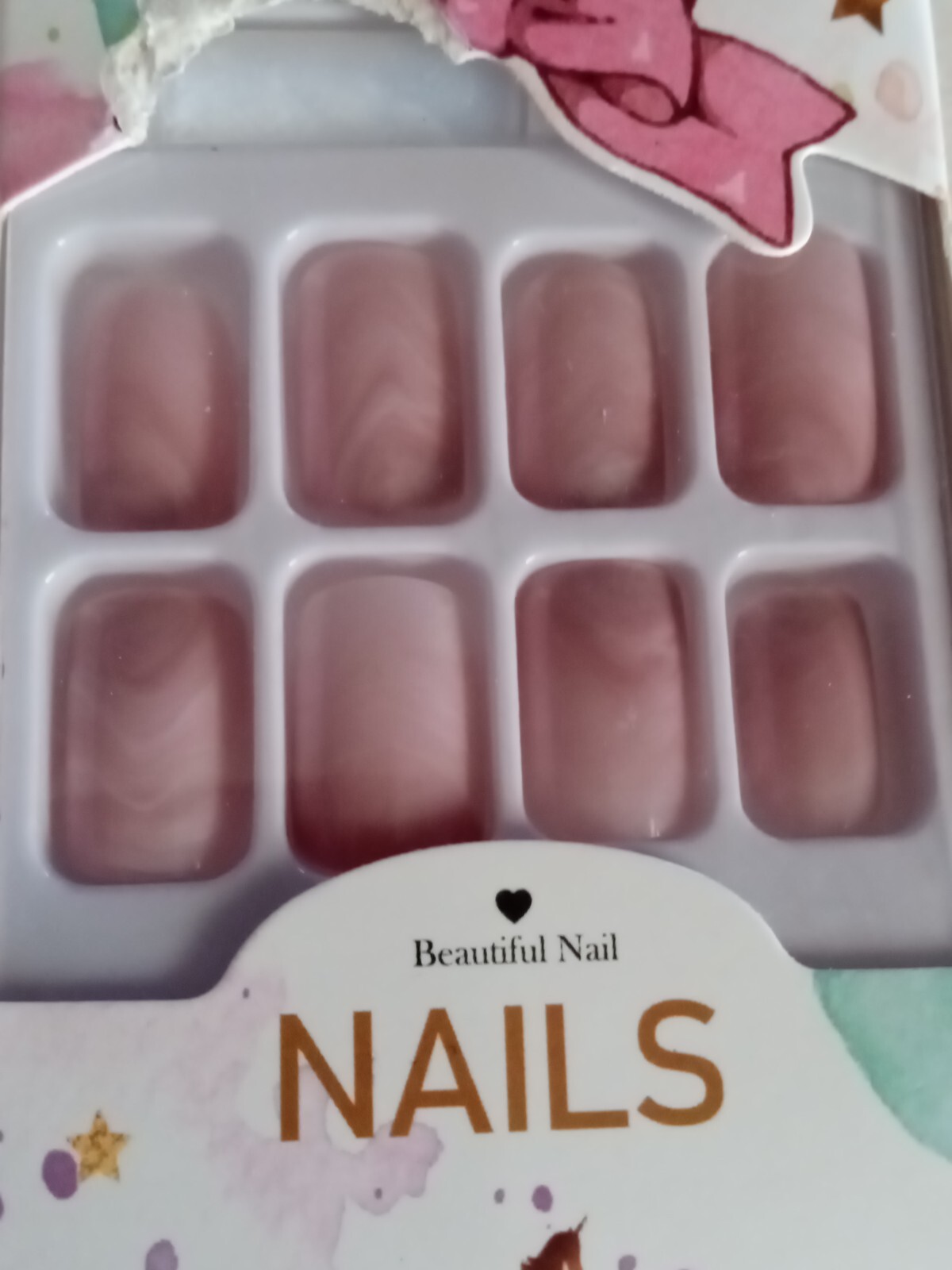Lot of Four New- 2 Square 2 Oval W/ 2 Natural 2 Colored Press On Nails (No Glue)