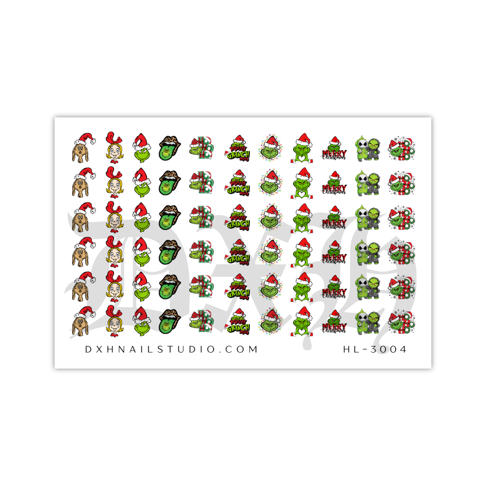 Grinch Crew Holiday Christmas Nail Decals Water Transfer Clear Overlay