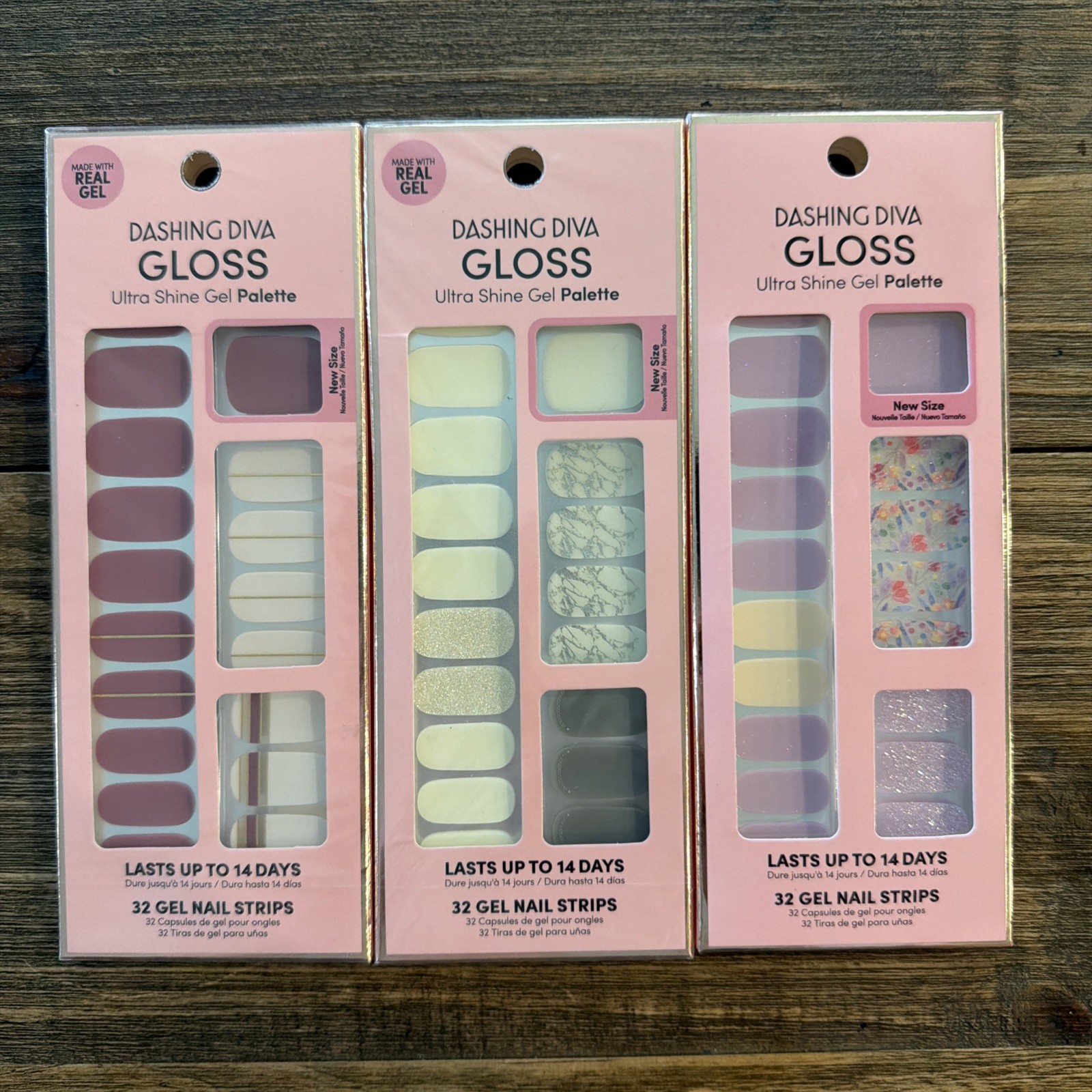 Dashing Diva Gloss Ultra Shine Gel Palette 32 Gel Nail Strips Lot Of 3 Sealed