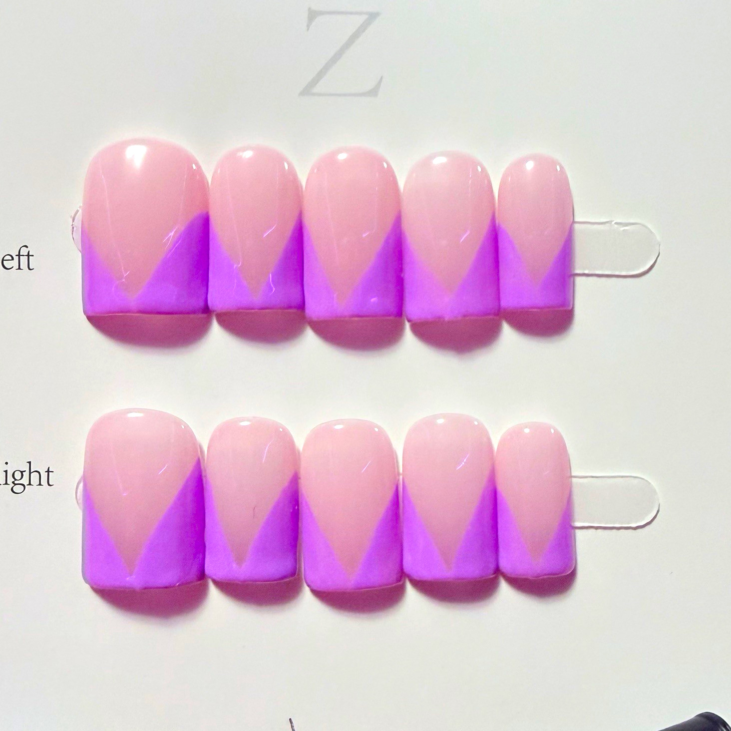 Pink/Purple Geometric Oval Press-On Nails, Short Shiny Pre-Designed Acrylic
