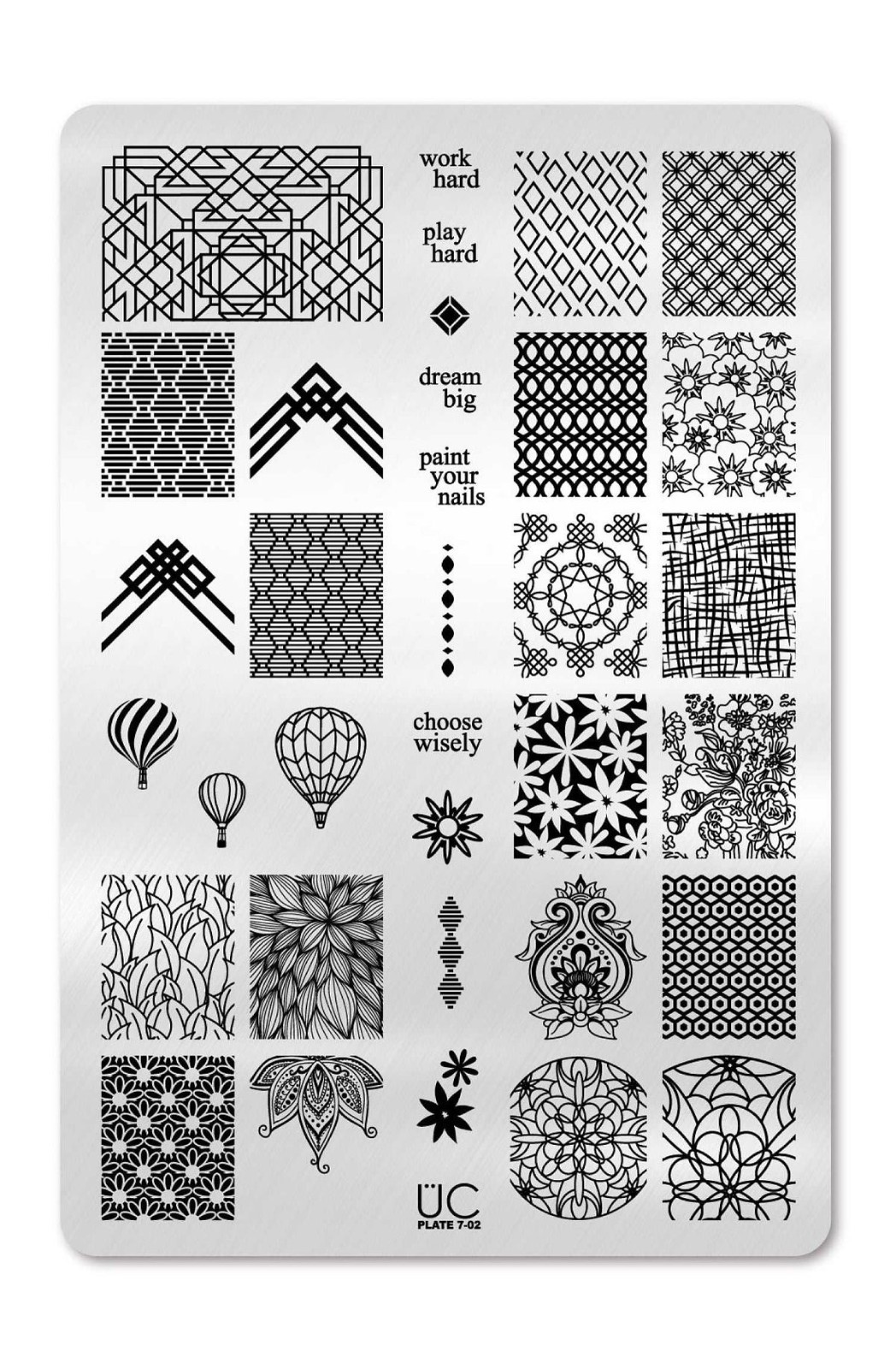 UBER CHIC UC Nail Stamp Plate 7-02 Paint Nails Manicure Mandala Kaleidoscope