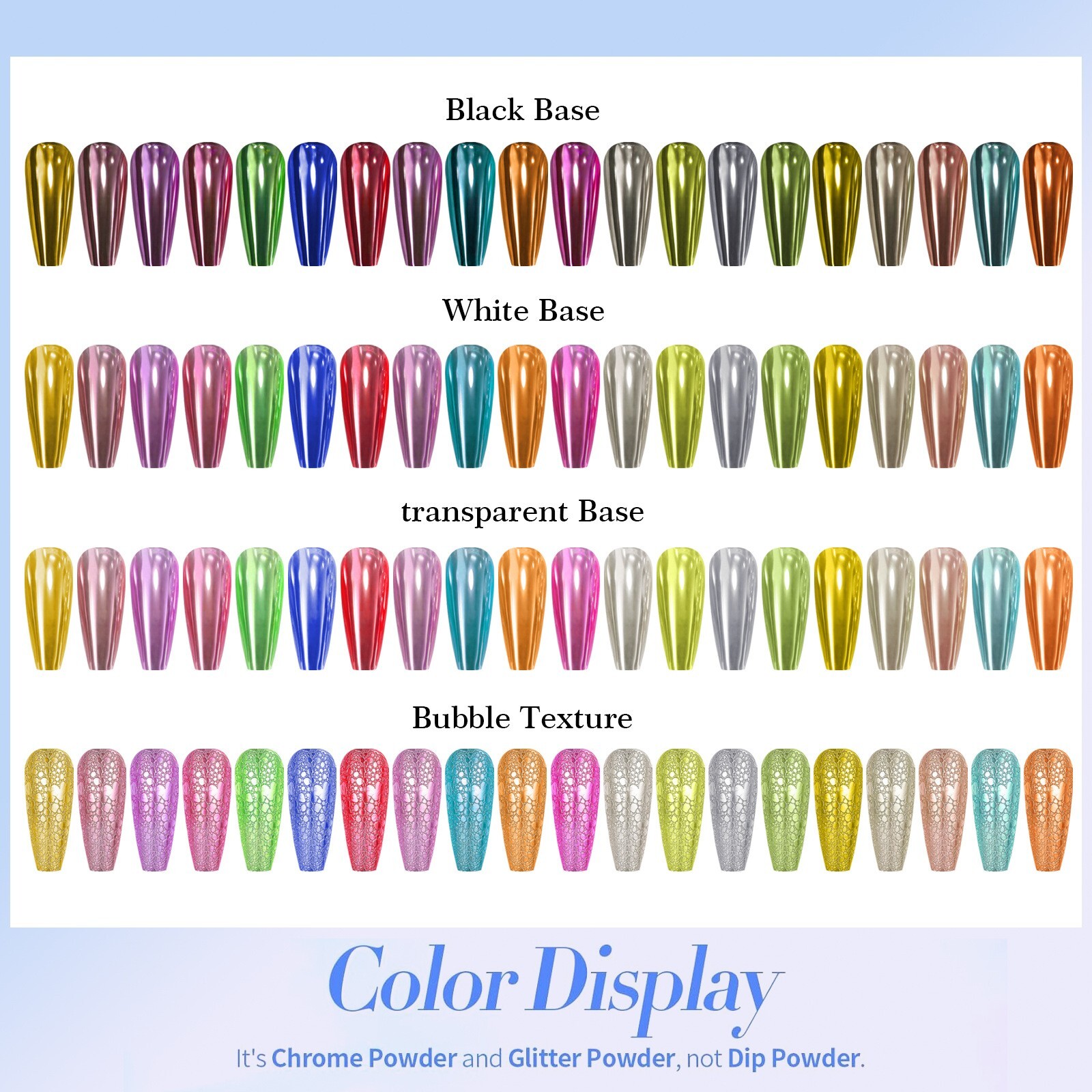 20 Colors Chrome Nail Powder Nail Mirror Glitter Powder for Nails Decoration DIY
