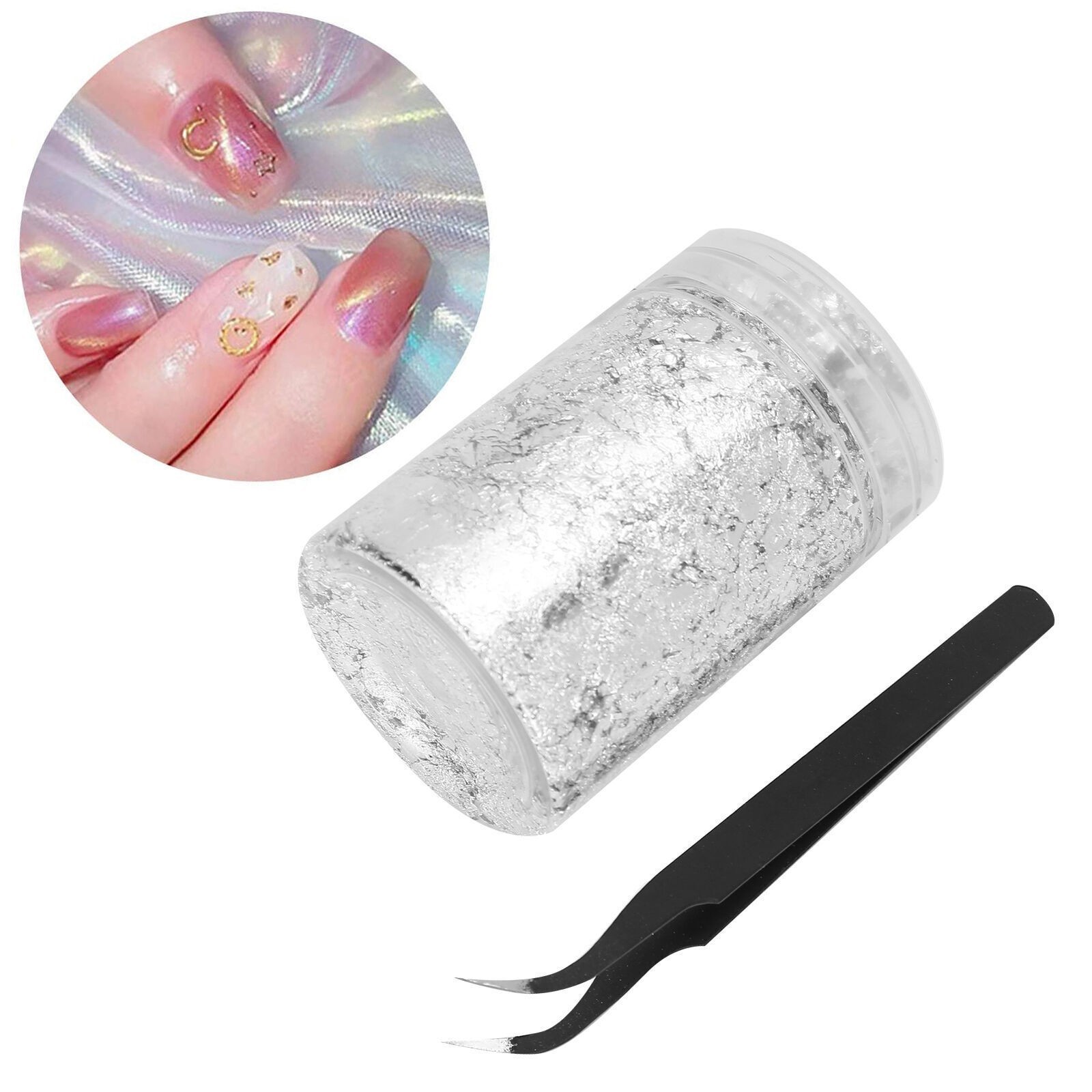 Nail Art DIY Gold Flakes Shiny Silver Foil Glitter Decoration Manicure Tool