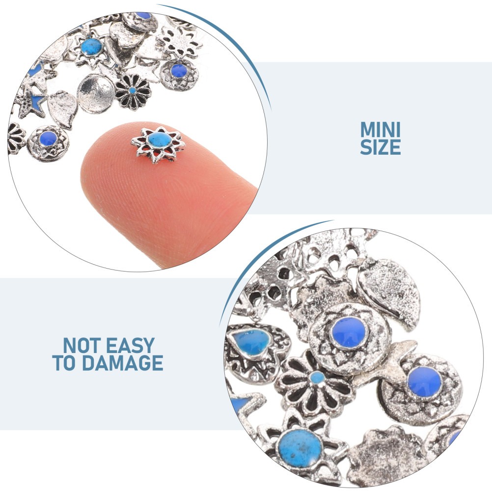 60pcs Retro Stone Nail Charms: Imitation Art Charms – Western
