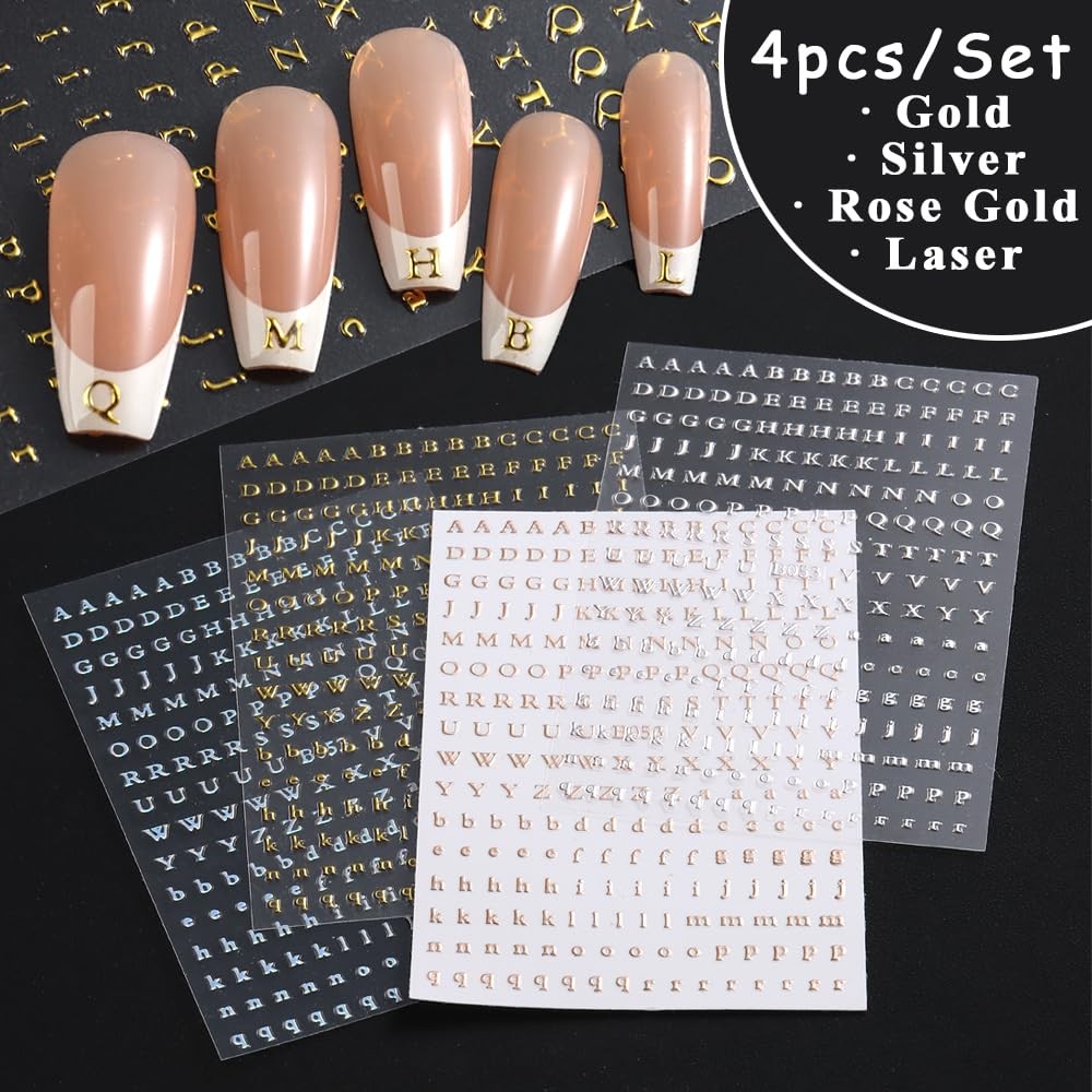 Letters Nail Art Stickers English Alphabet Nail Decals Self-Adhesive Decoration