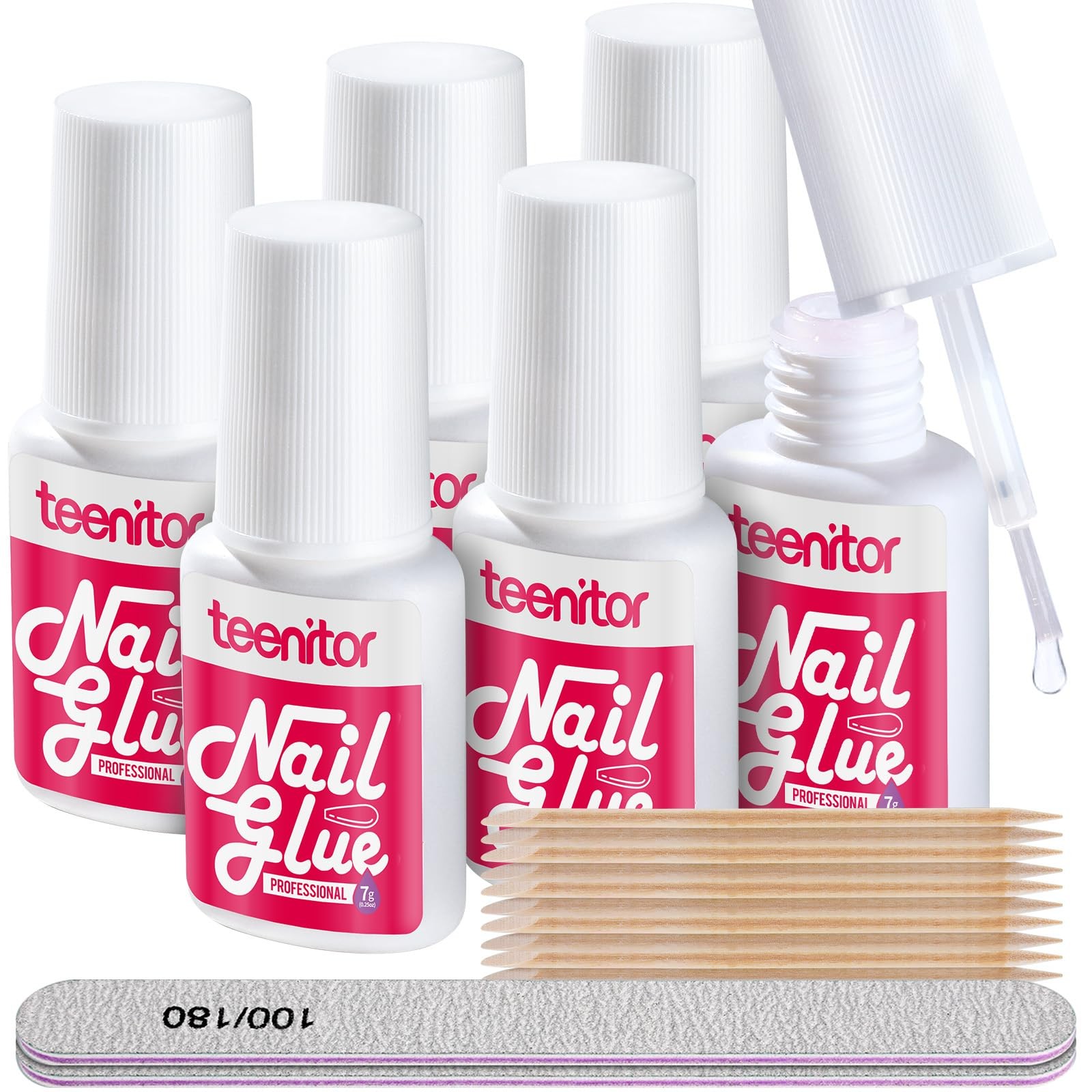 Strong Nail Glue, 42ml Professional for Press Ons, Brush-On for Acrylic Nails…