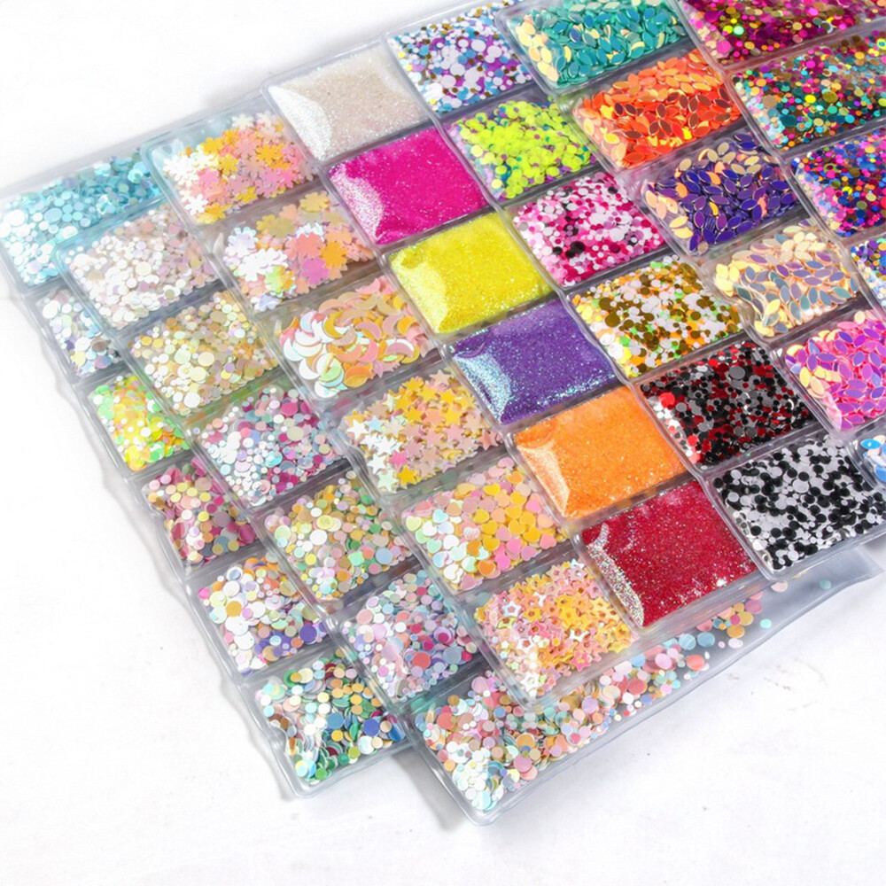 18 Styles Nail Glitter Powder Sequins Laser Foils Flakes Bag Nail Art Decoration