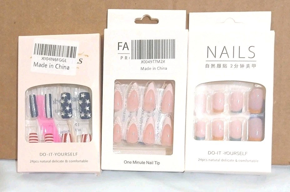 Lot Of 3 Packs – False Nails Beautiful Nail Do it Yourself 24 Pcs Each