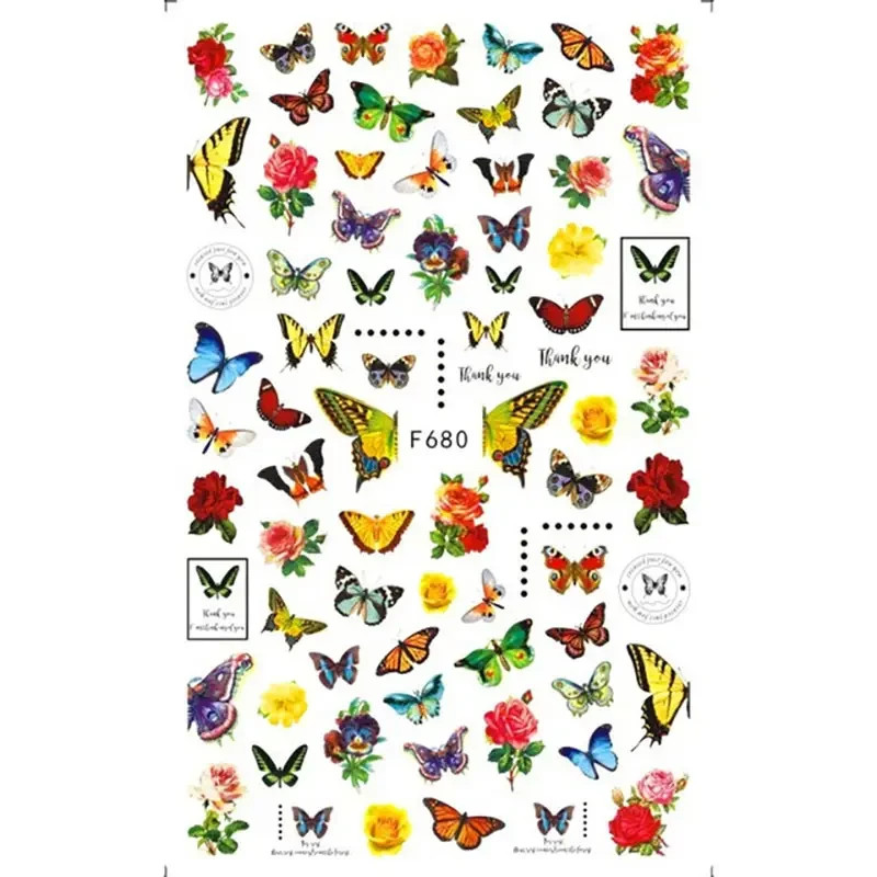 Nail Art Stickers Butterfly Self Adhesive Transfers 3D Minimalist Colourful 1pc
