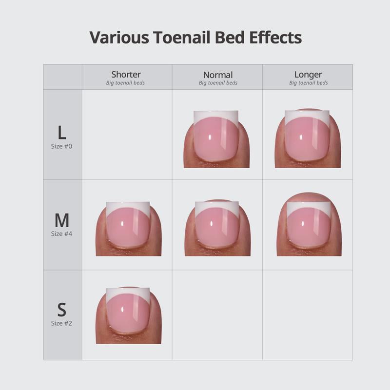 XCOATTIPS Toe Nail Tips S/M/L French Toenails Press On 150 Pcs French – PINK/WHT